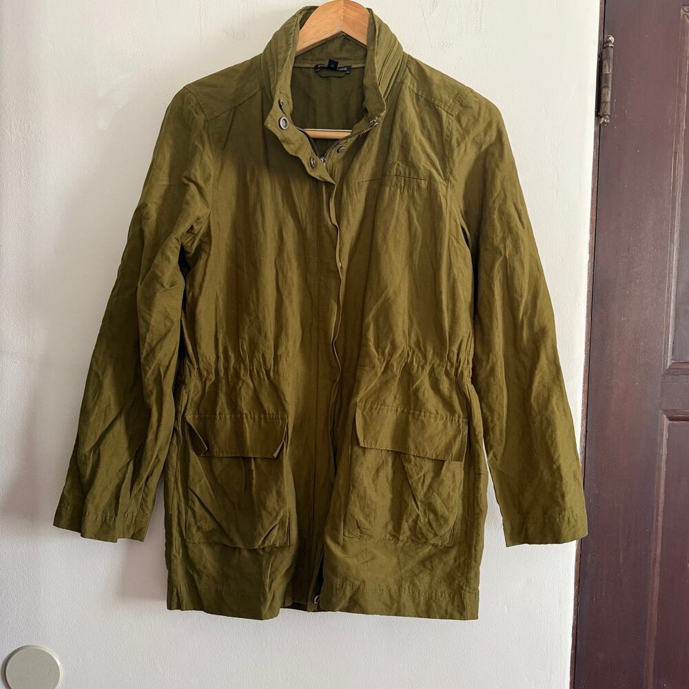 EILEEN FISHER Olive Green Military Style Field Light Jacket Extra Small